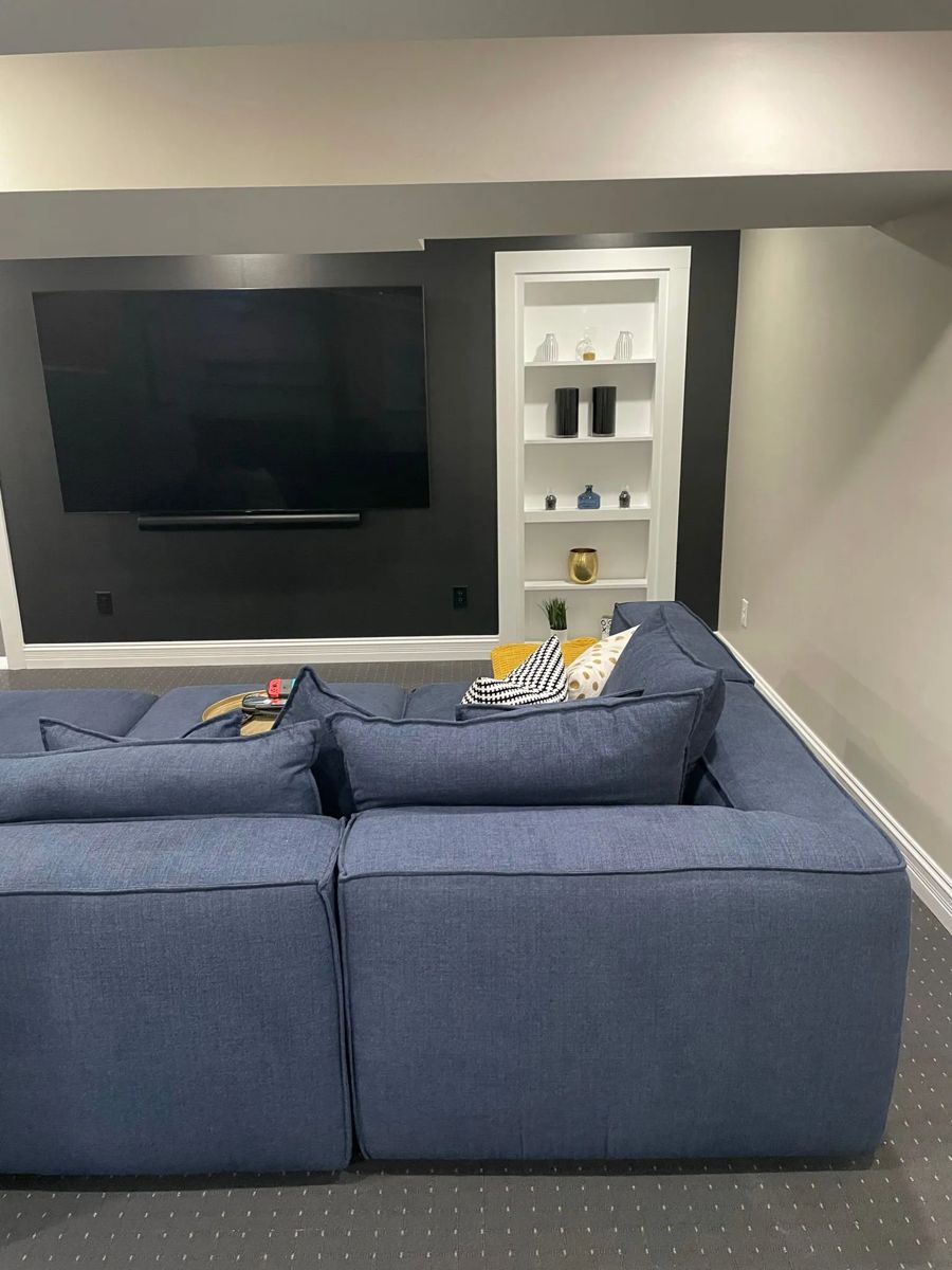 Finished basement media room